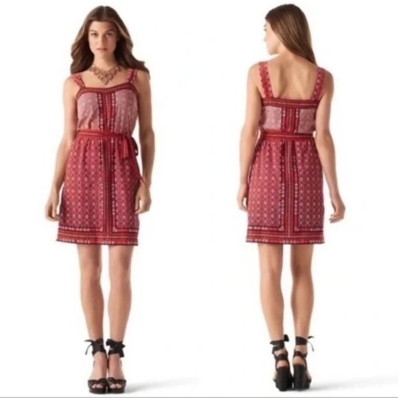 White House Black Market Geometric Moroccan Belted XS Sundress - Picture 9 of 9